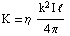 K = η   (k^2 I ℓ)/(4 π)